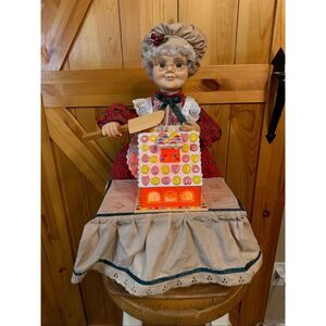 Vntg Telco Motion-Ette Lighted Animated Christmas Mrs Santa w Ginger Bread